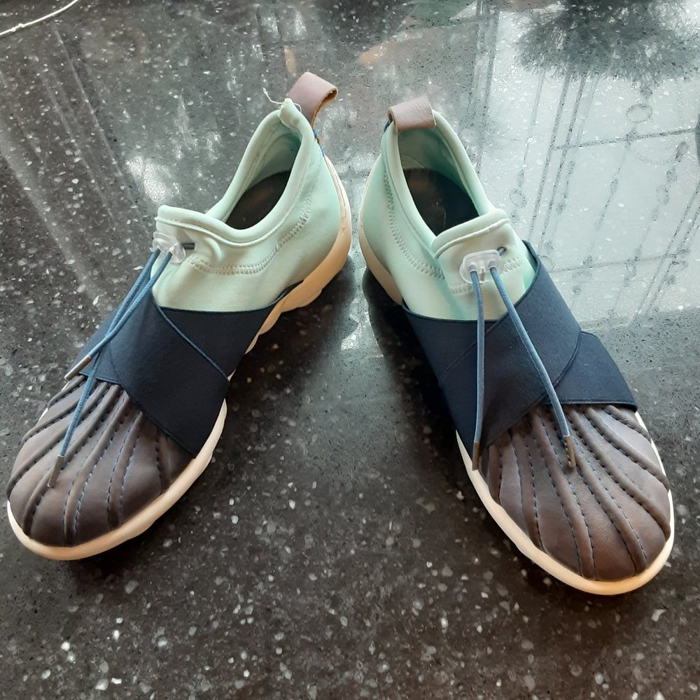 John Fluevog Mint and Navy Sneakers